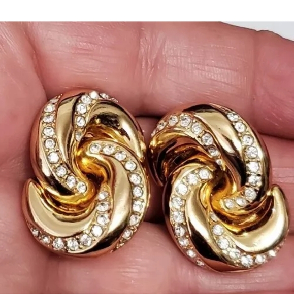 Vintage Christian Dior, Signed Chr.Dior Rhinestone Clip Earrings - Picture 4 of 6